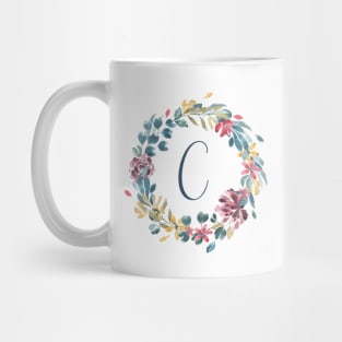 Floral Monogram C Colorful Full Blooms Mug